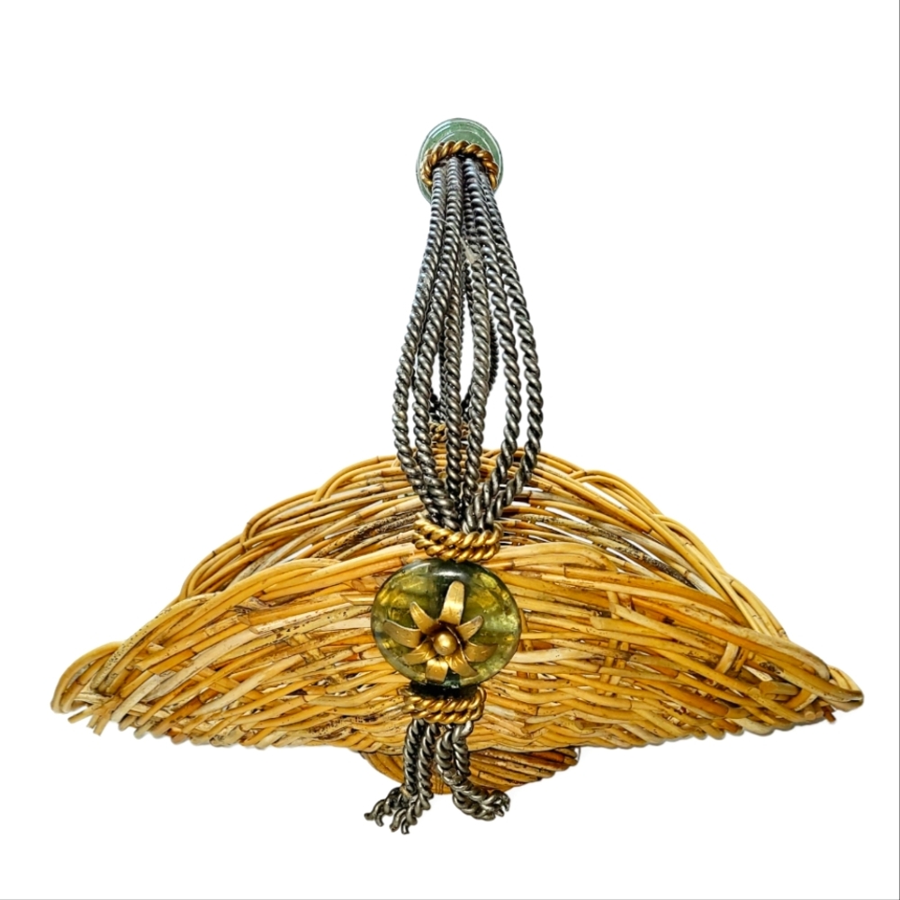 Vintage Maitland - Smith Reed Glass Wrought Iron Basket Floral